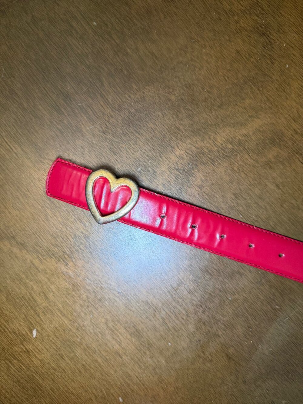 Vintage Moschino by Redwall Leather Heart Belt - Rare 1990s Gold Tone